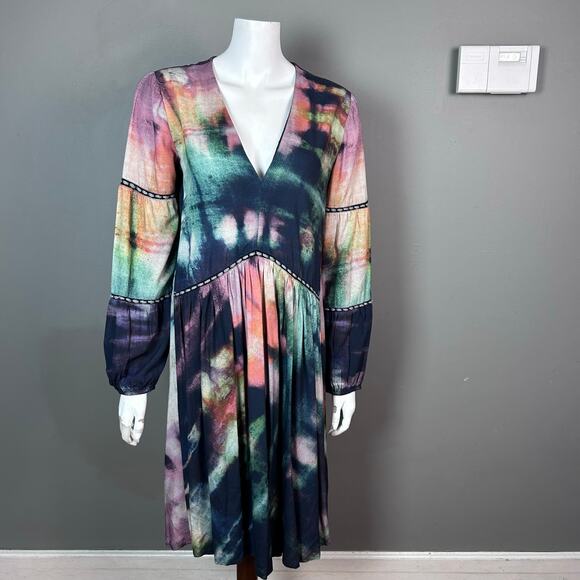 Anthropologie bl^nk London Dress Medium colorful tiered artsy long hippie boho - Picture 2 of 13